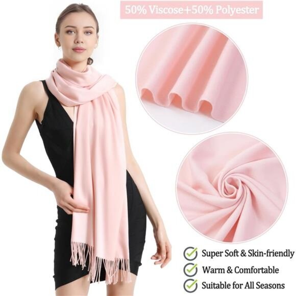 Pashmina Scarf and Shawl - Soft Women Pashminas Wrap for Wedding Evening Party - Picture 3 of 6